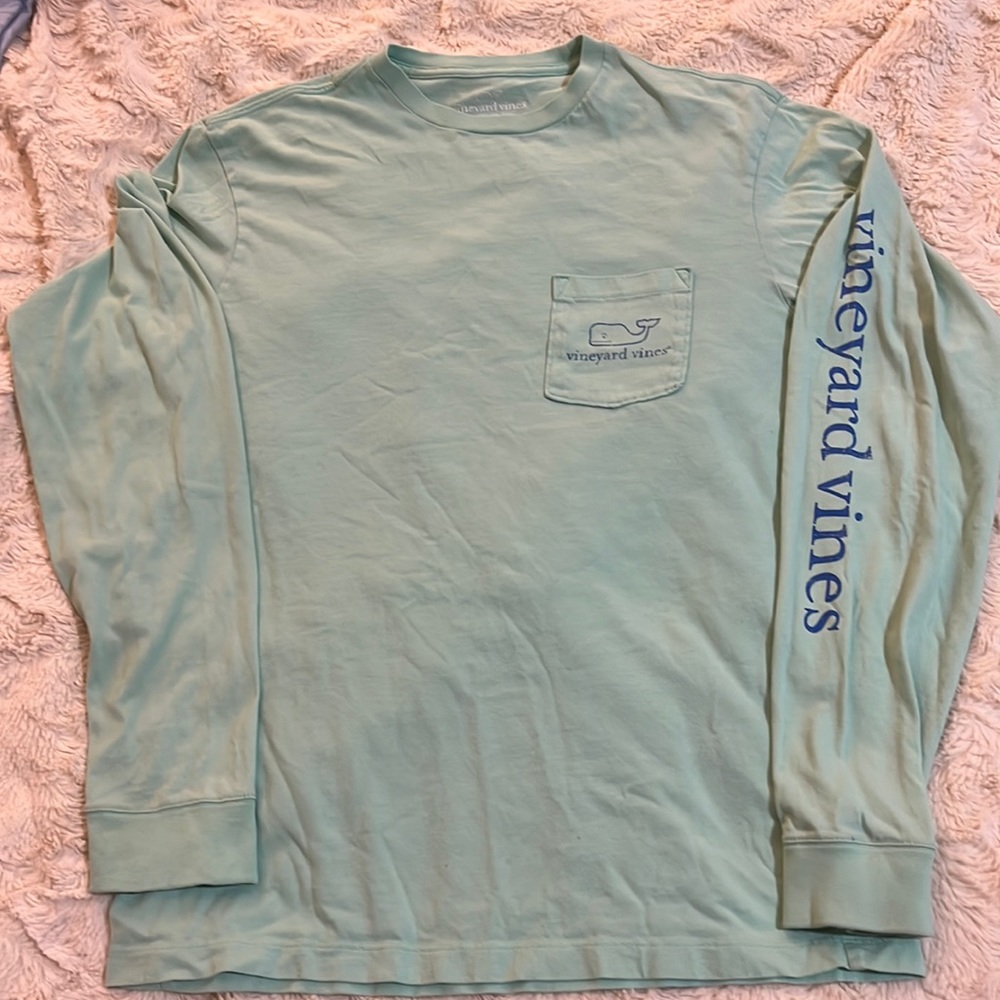 Vineyard Vines Light Green  100% cotton Whale Long Sleeve Tee Shirt XS